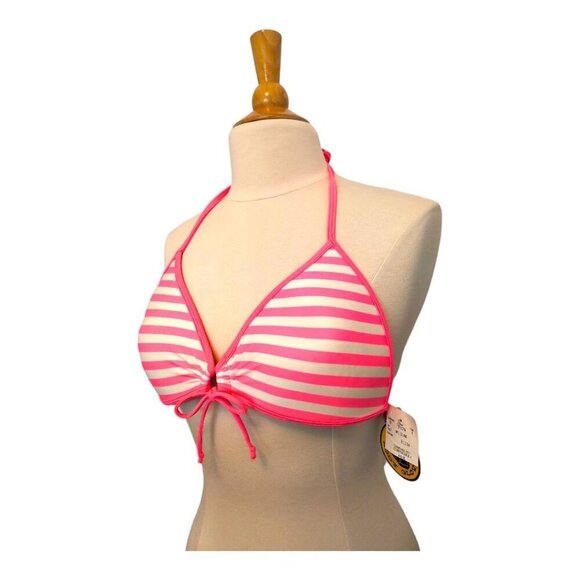 Barbie⭐NWT⭐Body Glove Push Up Cleavage builder bikini top Neon Pink Stripes - Picture 4 of 15